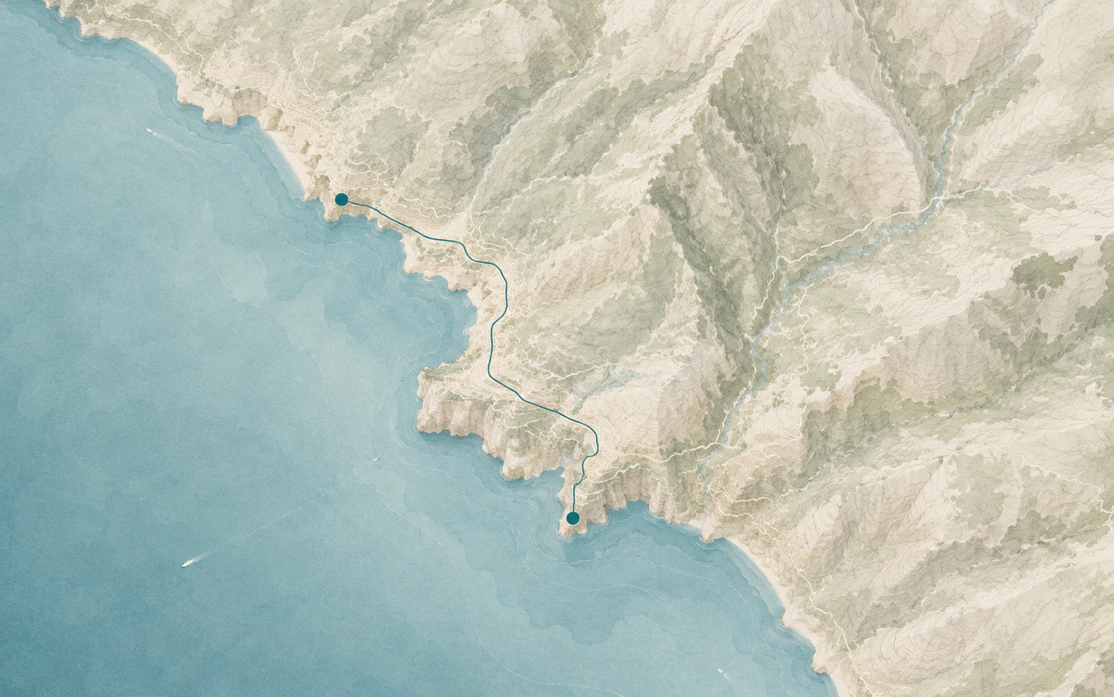 An illustrated coastal route map